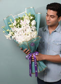 Serene White: Premium Dendrobium Orchid Bouquet