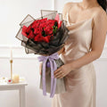 Velvet Romance: Premium Red Roses in Noir Wrap