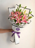 Modern Elegance: Pink Lilies in Monochrome Wrap