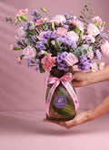 The Vintage Tabletop: Pink Blooms in Amber Vase