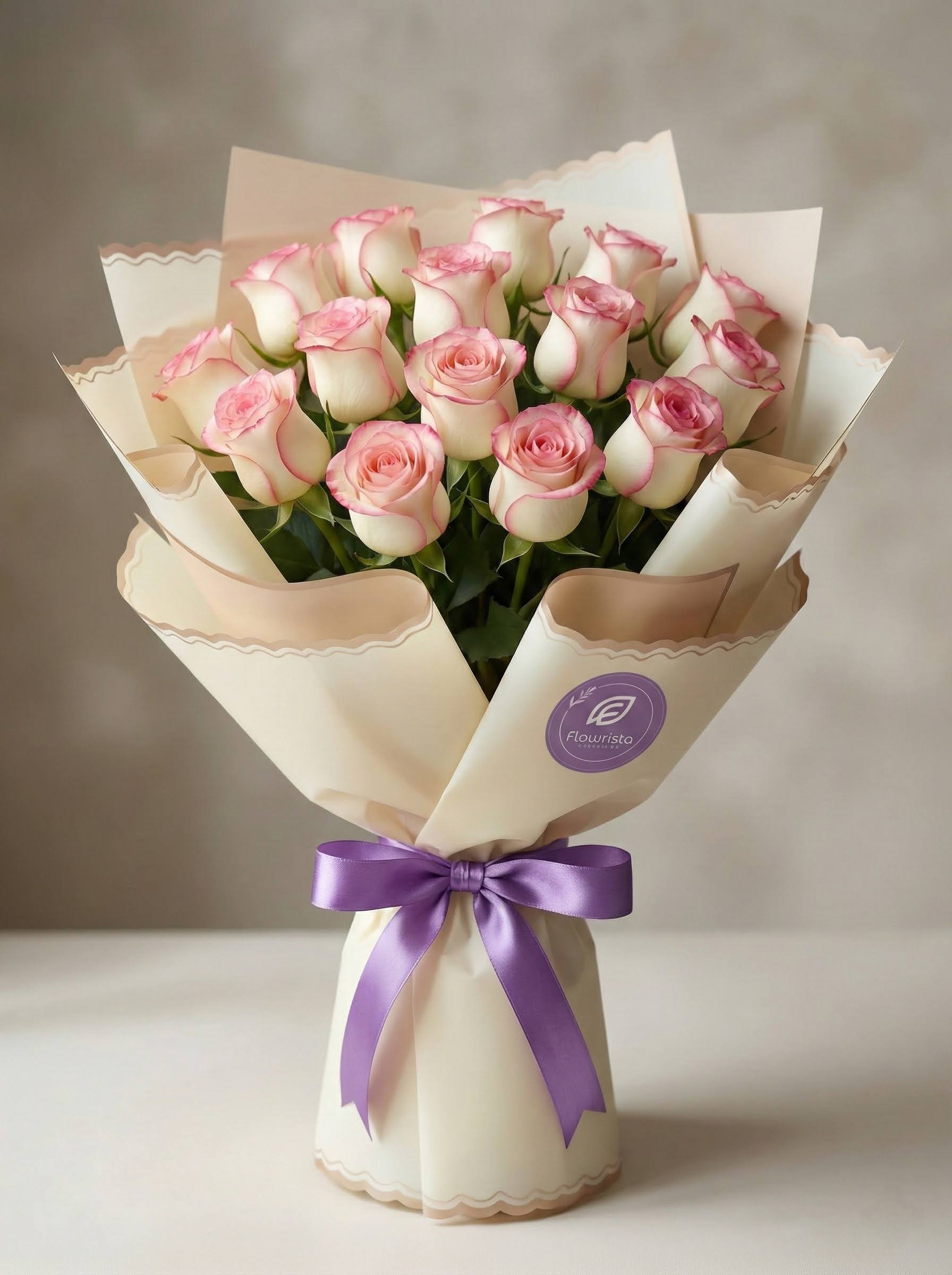 Blushing Beauty: Cream & Pink Edge Roses