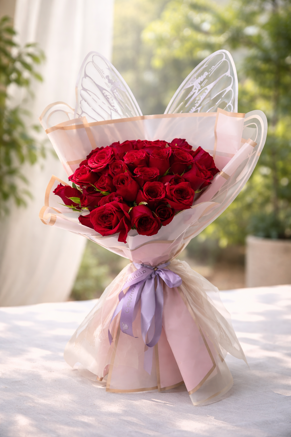 The Butterfly Effect: Premium Red Roses with Wings