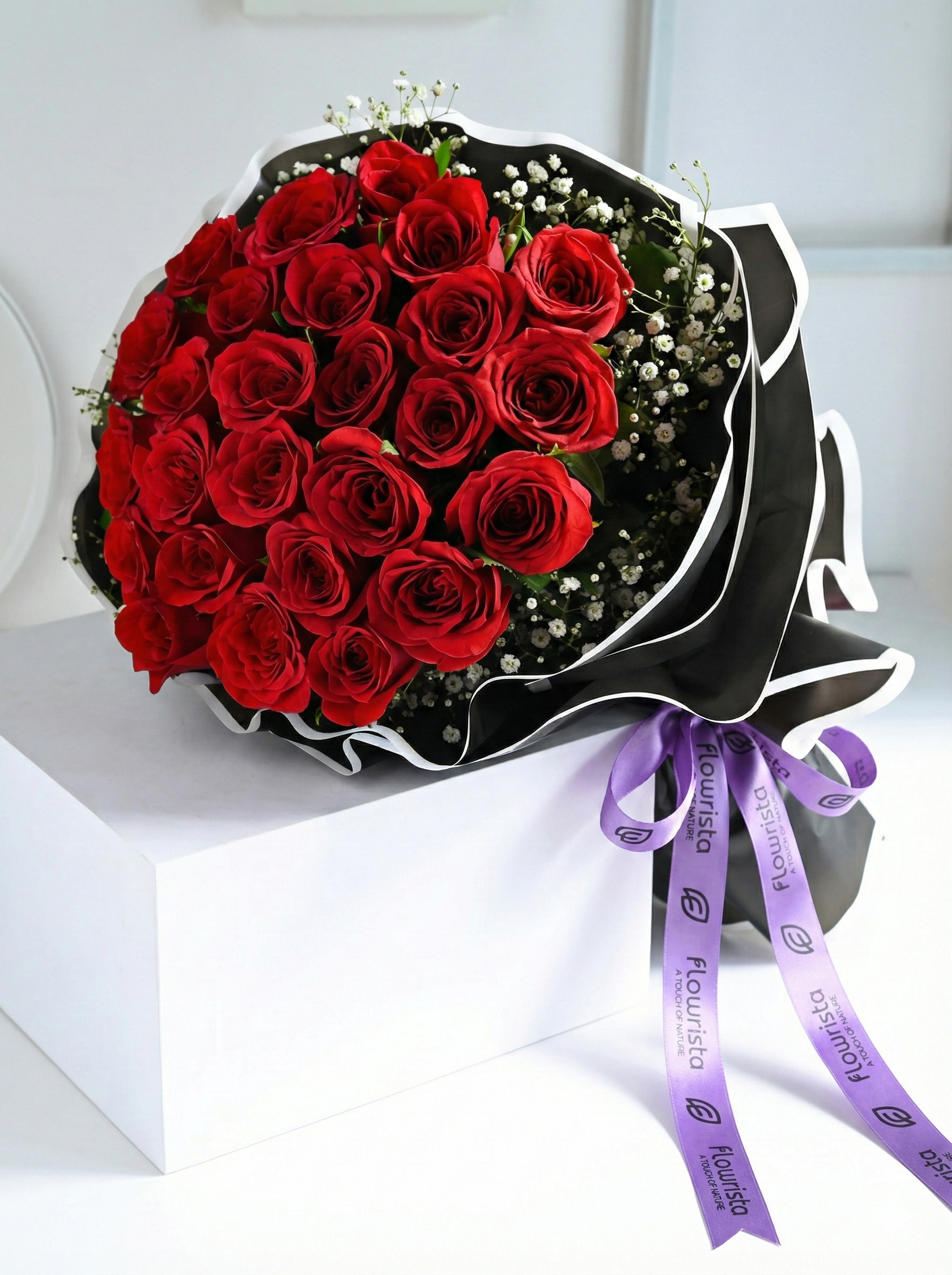 Midnight Romance: Red Roses in Noir Wrap